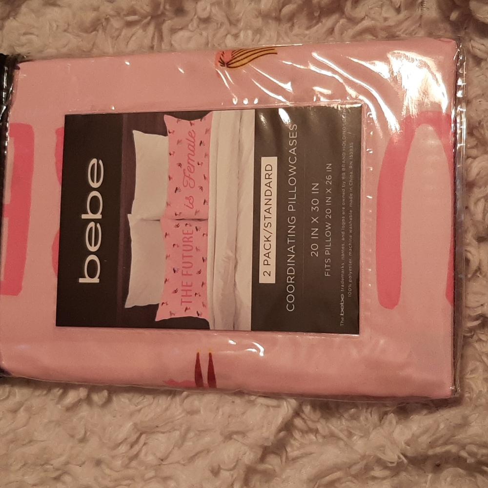 BEBE SET OF 2 COORDINATING PILLOWCASES THE FUTURE IS FEMALE